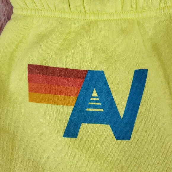 *FLAW* Aviator Nation Womens Size Large Neon Yellow Logo Sweatpants Joggers - Picture 5 of 12